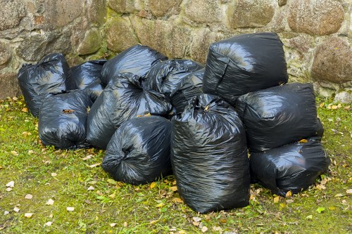 Community members participating in waste removal